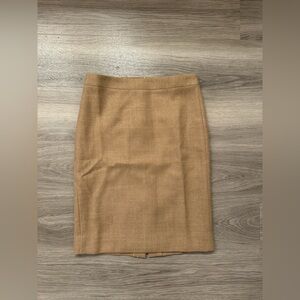 J.Crew No.2 Pencil Straight Light Brown Beige Lined Skirt 100% Wool Classic 4